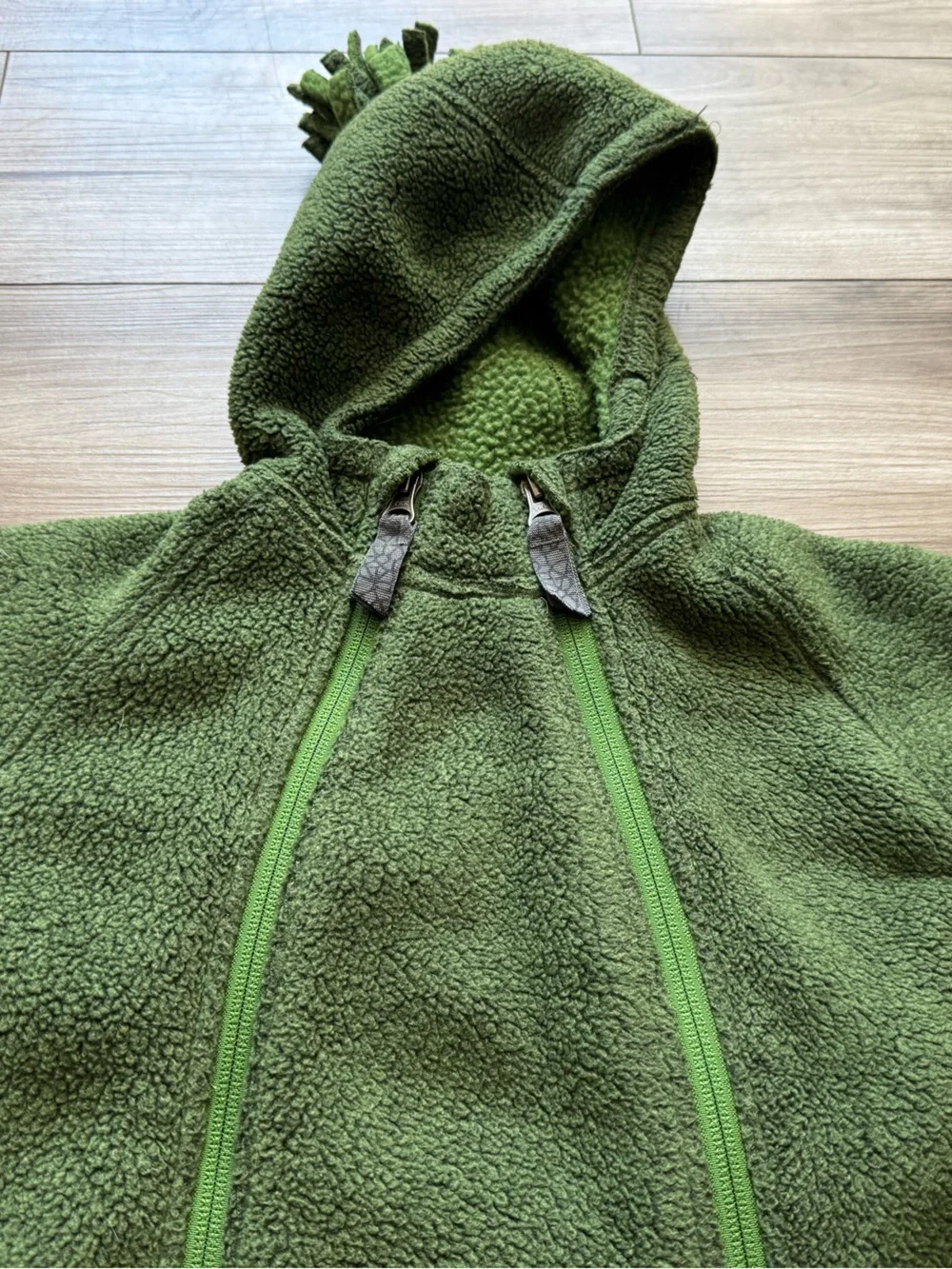 REI baby infant double zip bunting fleece snow suit moss green size 6 months